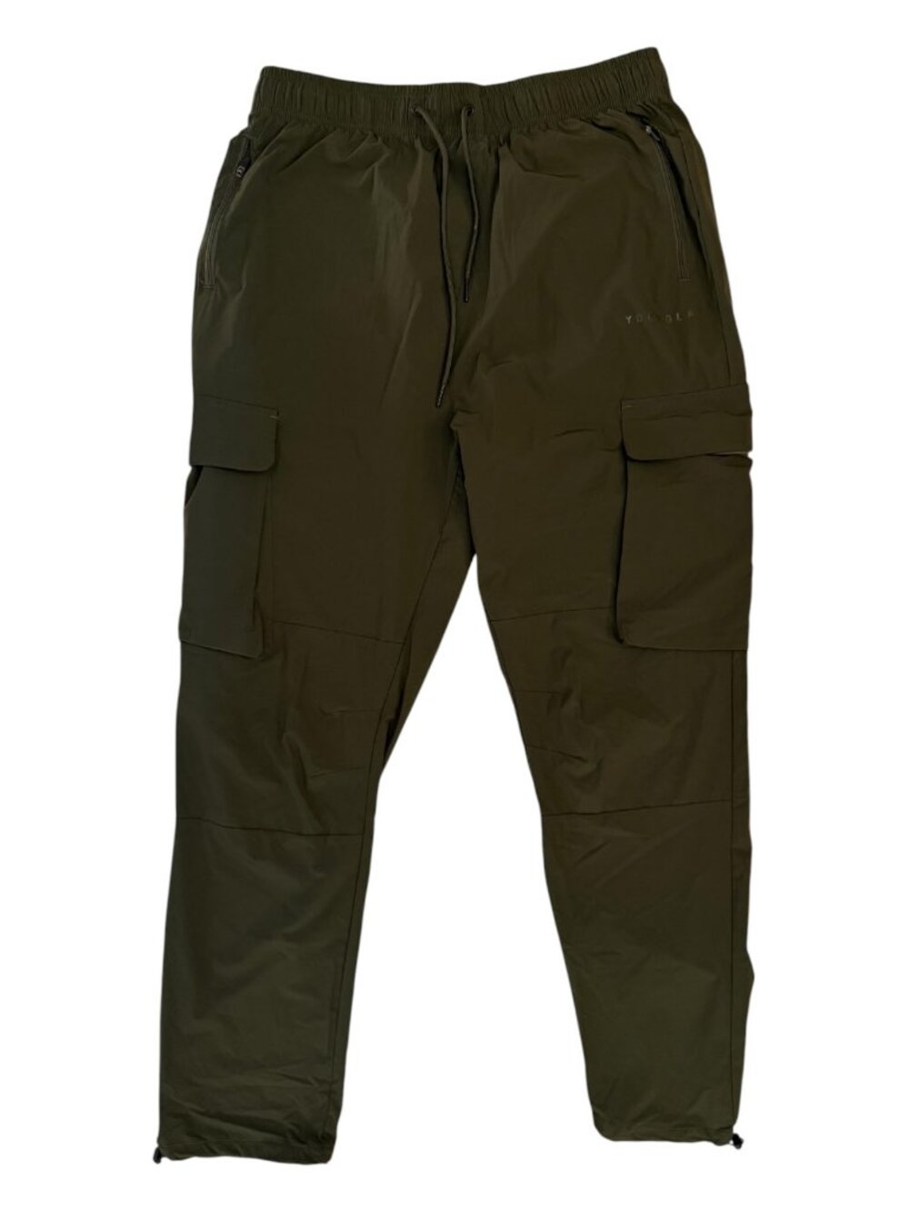 YoungLA Model 216 YLA2361 Olive Green Nylon Cargo Joggers – Men’s XXL